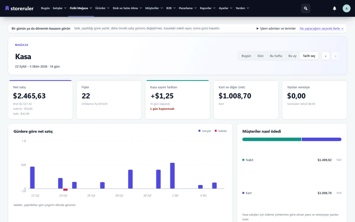 StoreRuler gerçek demo ekranı · till